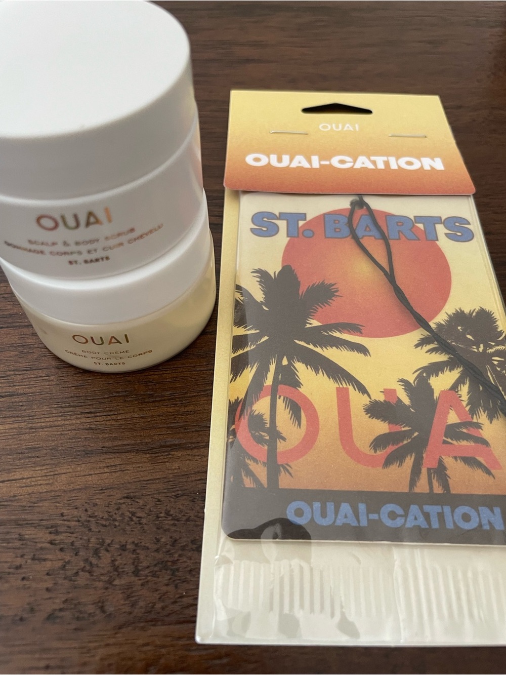 OUAI Body Scrub, Body Cream & Air Freshener Gift Set -St. Barts